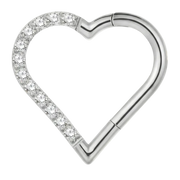 Tytanowy Clicker Segmentowy Z Cyrkoniami - Serce - Piercing Planet