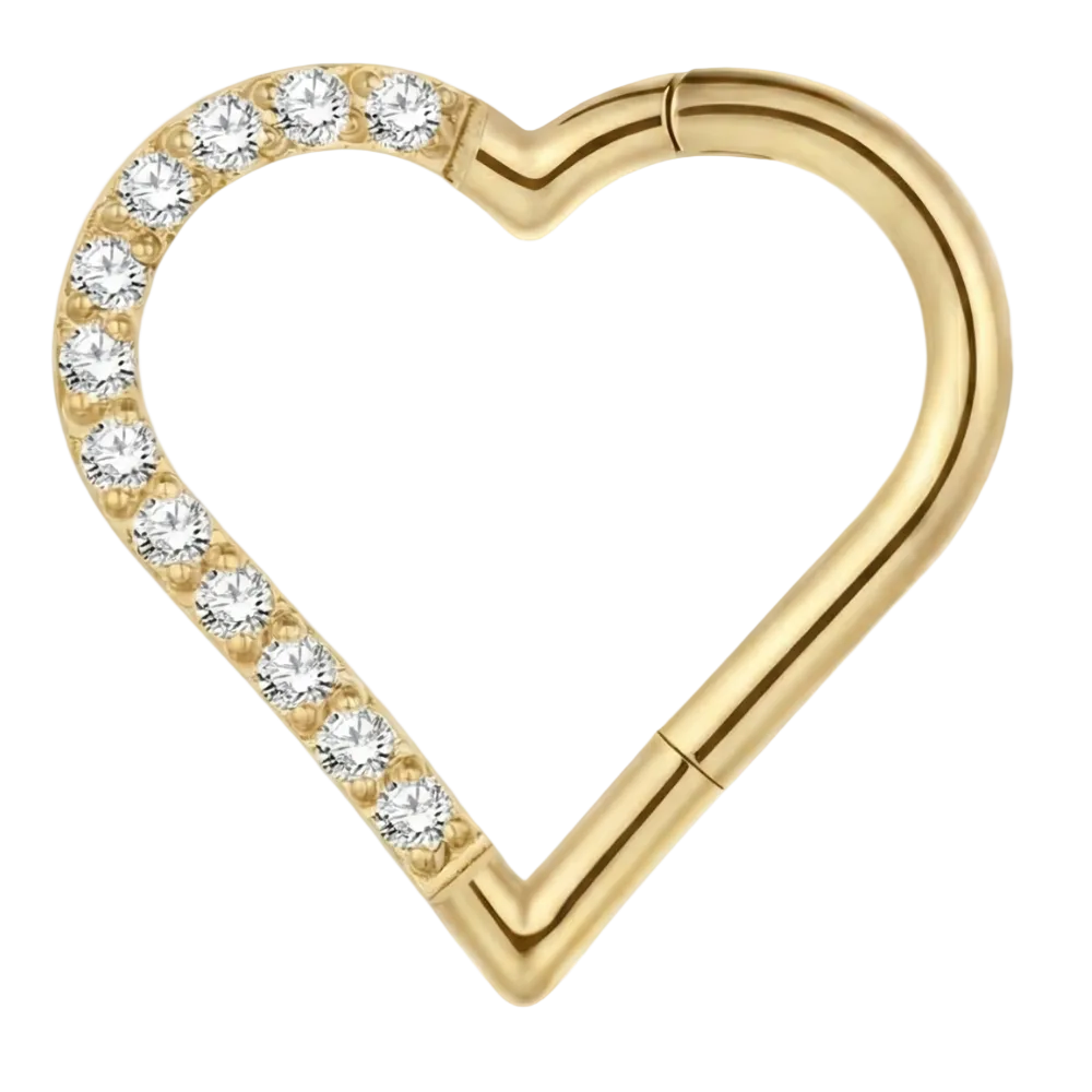 Tytanowy Clicker Segmentowy Z Cyrkoniami - Serce - Piercing Planet