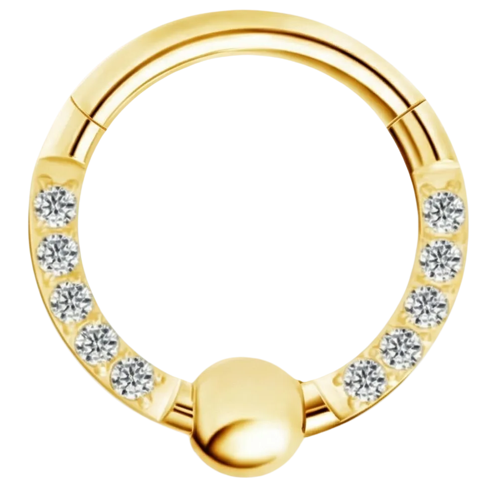 Tytanowy Clicker Segmentowy Z Cyrkoniami I Kulką - Kółko - Piercing Planet