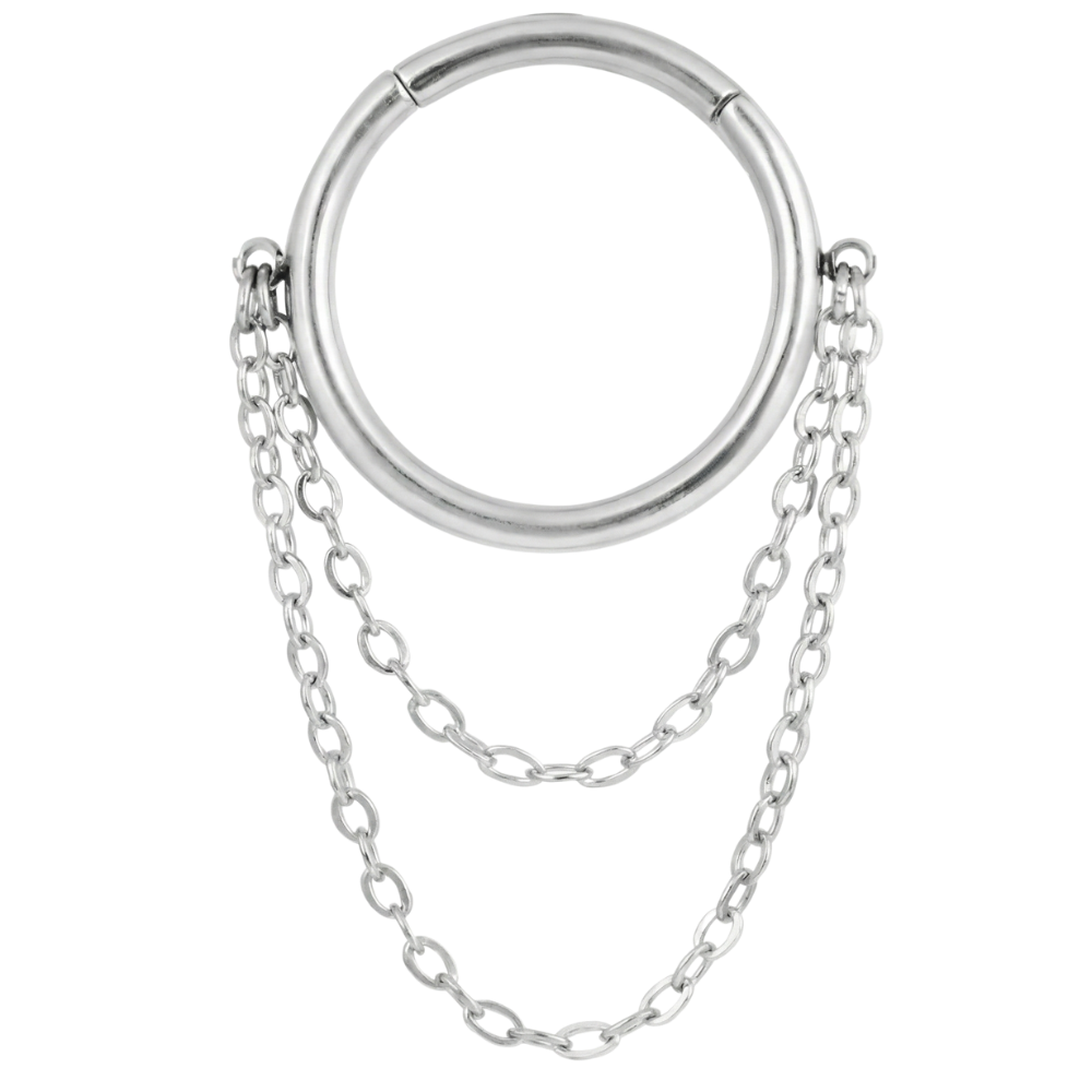 Tytanowy Clicker Segmentowy Z Dwoma Łańcuszkami - Kółko