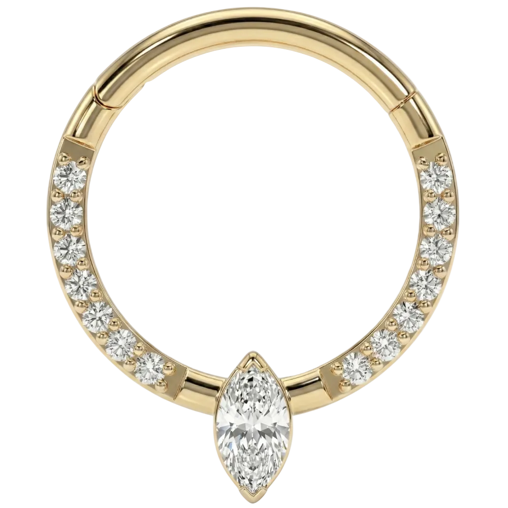 Tytanowy Clicker Segmentowy Z Cyrkoniami I Diamencikiem - Kółko - Piercing Planet