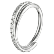 Tytanowy Clicker Segmentowy - Podwójne Kółko z Cyrkoniami