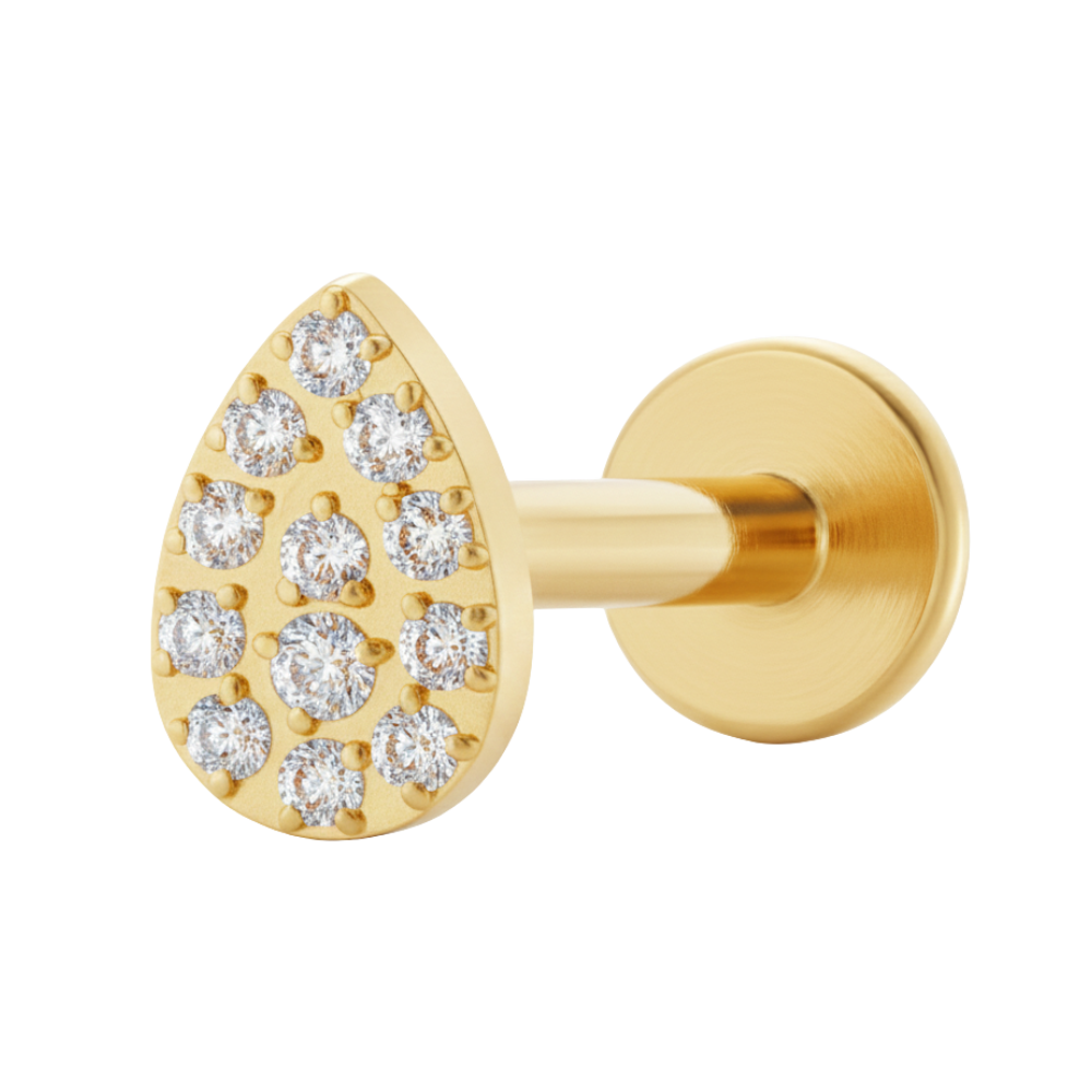 Tytanowy Labret Ozdobny - Łezka Z Cyrkoniami