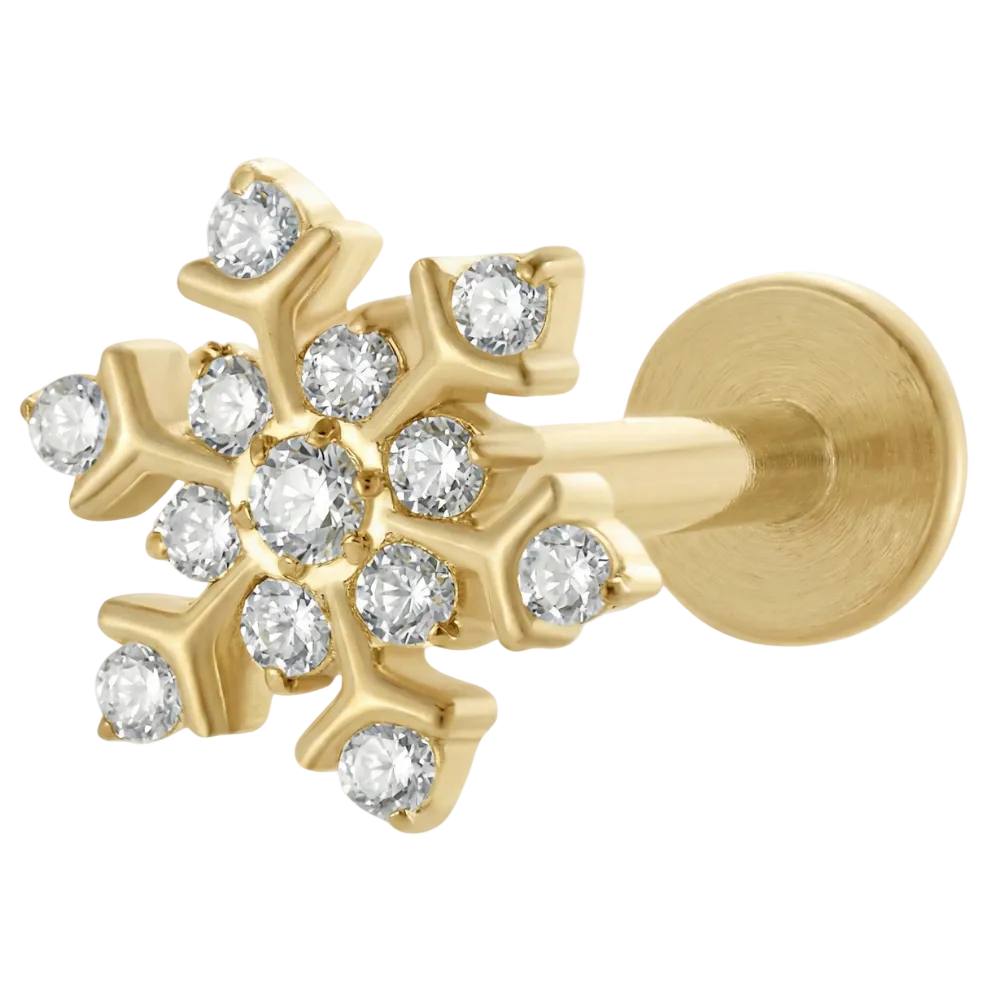 Tytanowy Labret Ozdobny - Płatek Śniegu Z Cyrkoniami