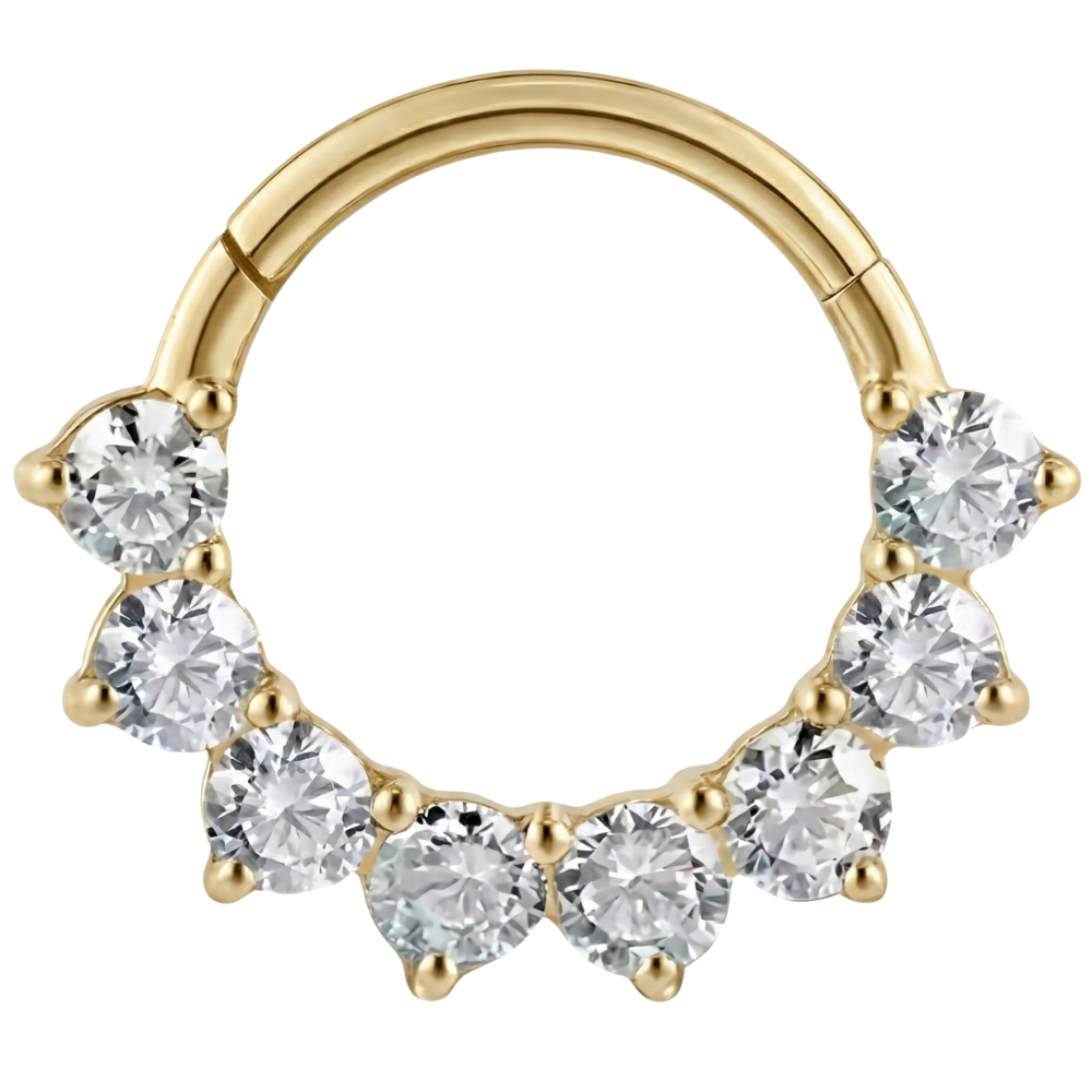 Tytanowy Clicker Segmentowy Z Cyrkoniami, 8 Diamencików- Kółko