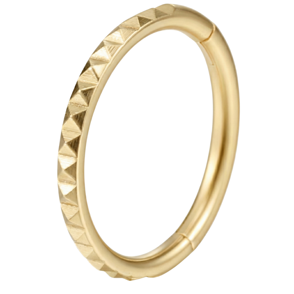 Tytanowy Clicker Segmentowy Szlif Diamentowy Kwadraciki - Kółko