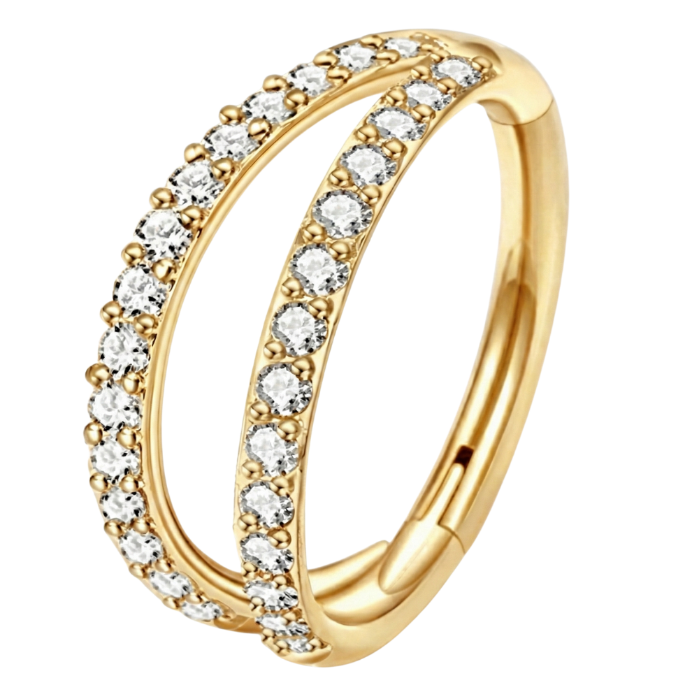 Tytanowy Clicker Segmentowy Podwójny Z Cyrkoniami - Kółko - Piercing Planet