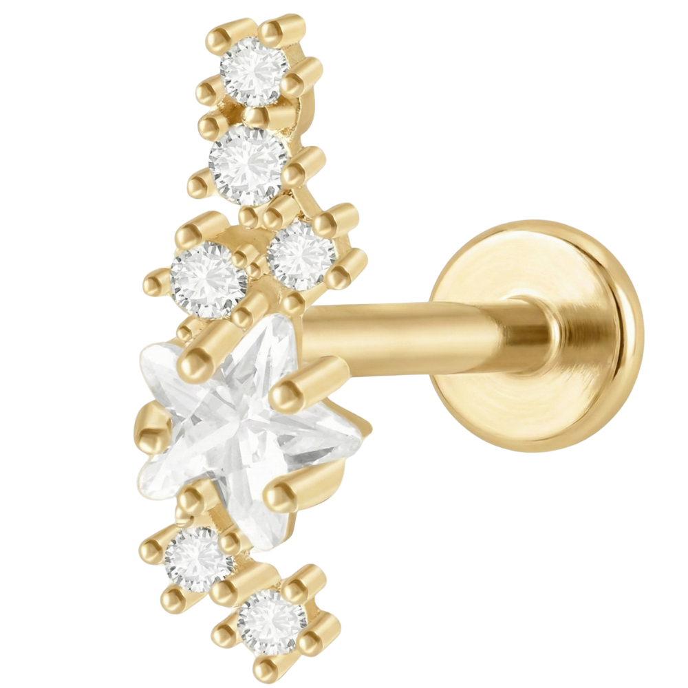 Tytanowy Labret Ozdobny - Z Cyrkoniami I Gwiazdką