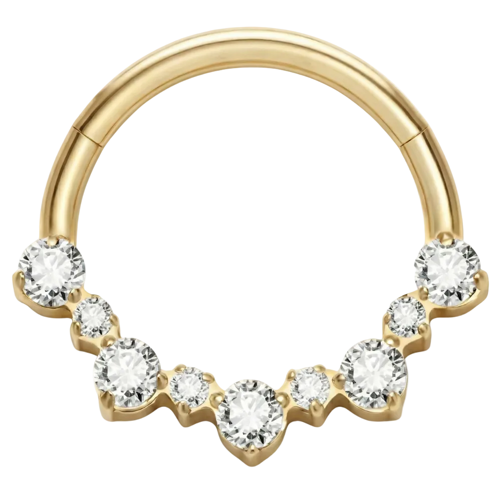 Tytanowy Clicker Segmentowy Z Cyrkoniami I Diamencikami - Łuk - Piercing Planet