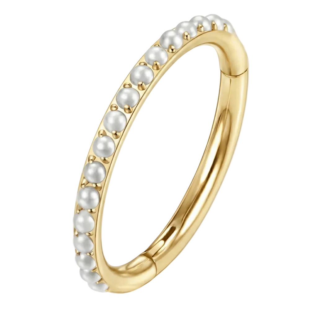 Tytanowy Clicker Segmentowy Z Perłami - Kółko - Piercing Planet