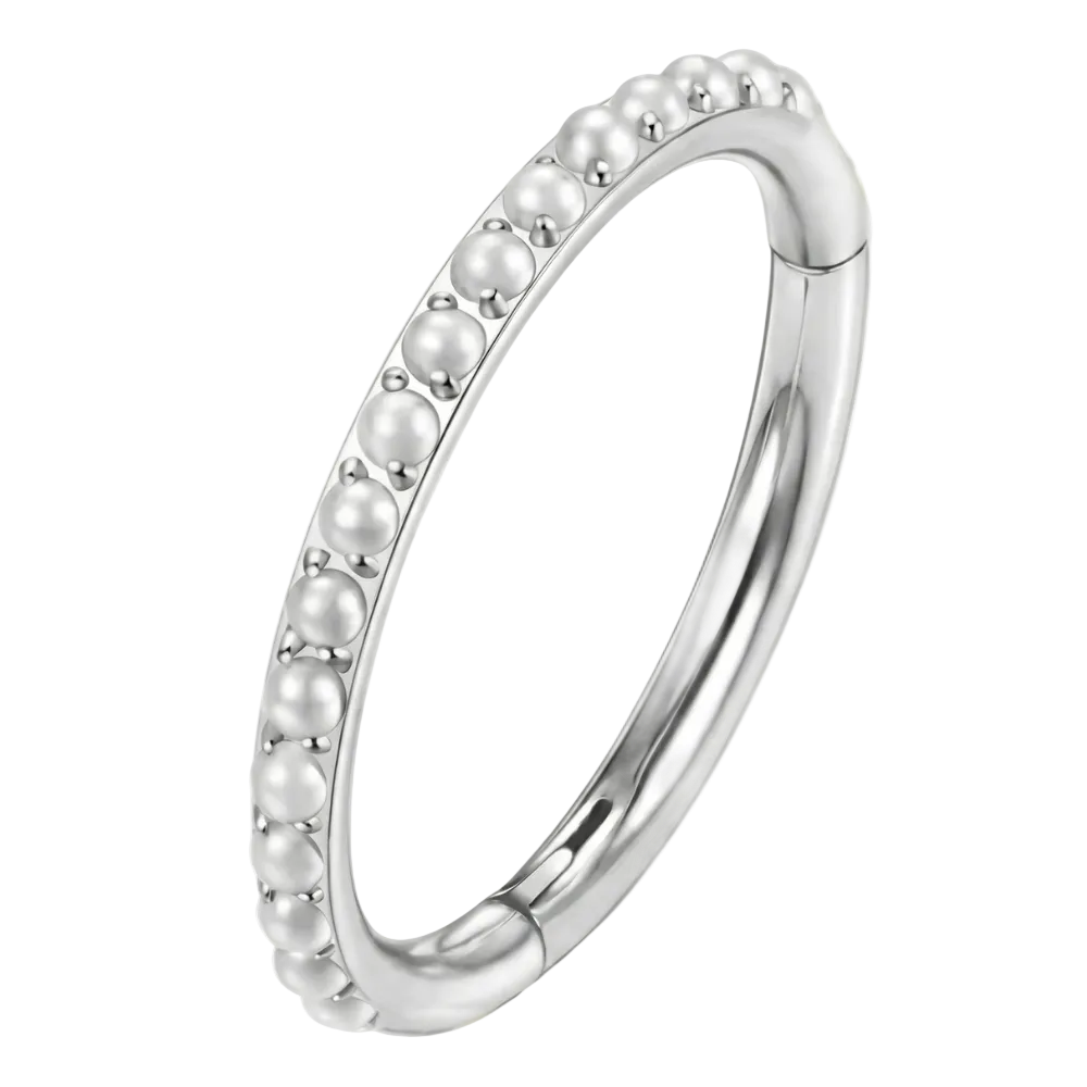 Tytanowy Clicker Segmentowy Z Perłami - Kółko - Piercing Planet