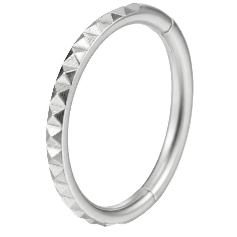 Tytanowy Clicker Segmentowy Szlif Diamentowy Kwadraciki - Kółko