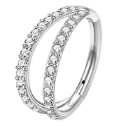 Tytanowy Clicker Segmentowy Podwójny Z Cyrkoniami - Kółko - Piercing Planet