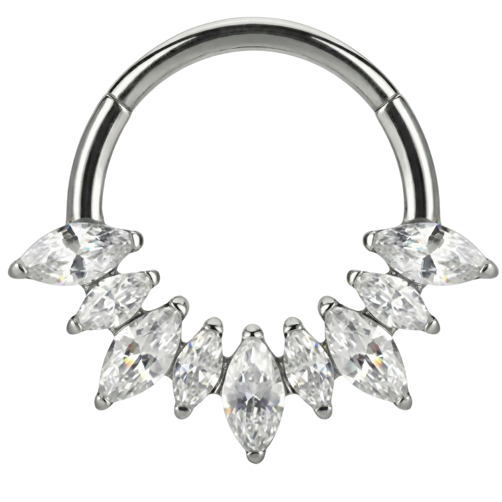 Tytanowy Clicker Segmentowy 9 Cyrkonii - Kółko