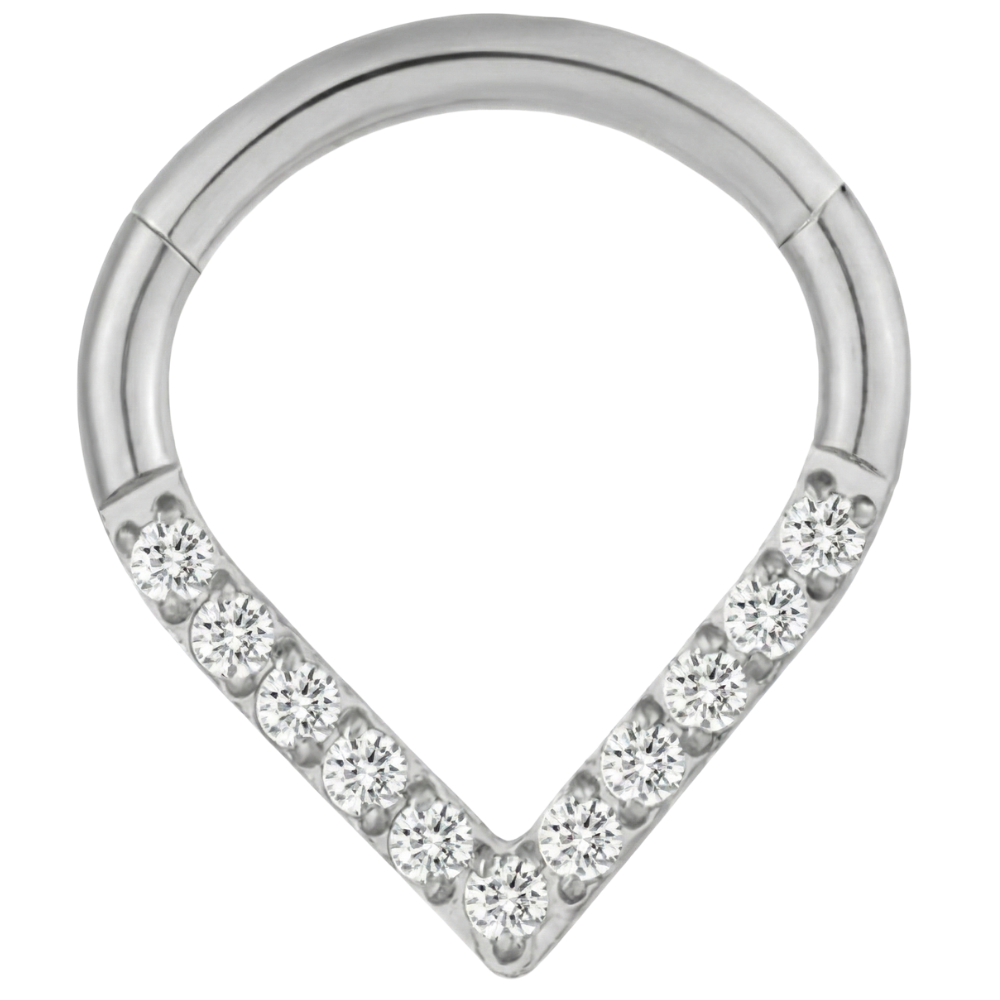 Tytanowy Clicker Segmentowy Z Cyrkoniami - Łezka - Piercing Planet