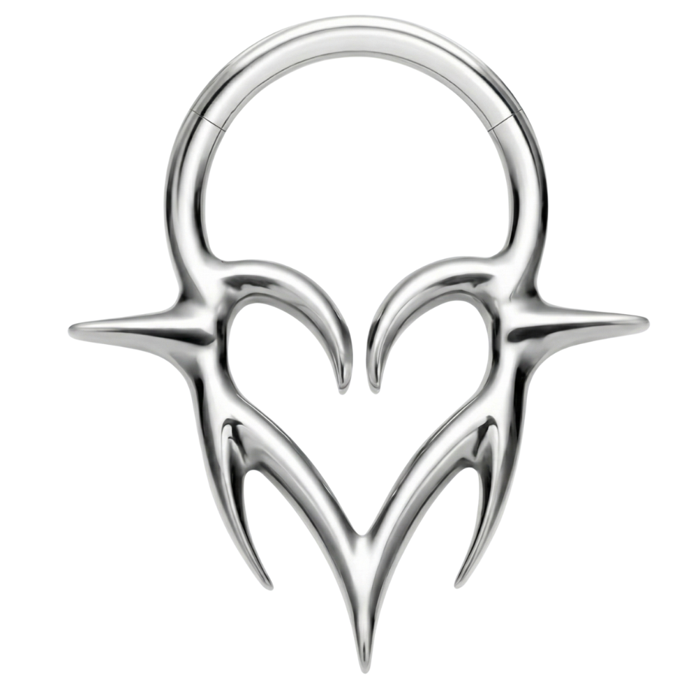 Tytanowy Clicker Segmentowy - Serce Z Kolcami