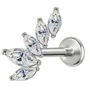 Tytanowy Labret Ozdobny - Liść Z Cyrkoniami