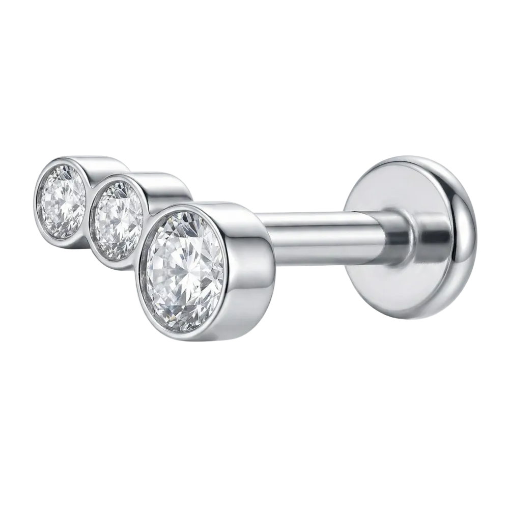 Tytanowy Labret Ozdobny - Z Trzema Cyrkoniami