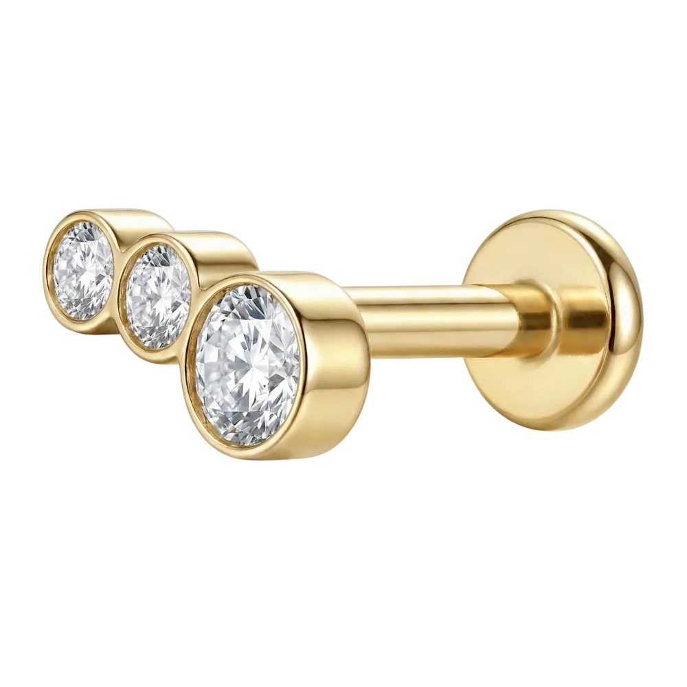 Tytanowy Labret Ozdobny - Z Trzema Cyrkoniami