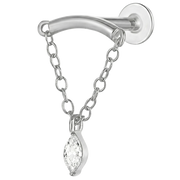 Tytanowy Labret Ozdobny - Łuk Z Łańcuszkiem I Cyrkonią