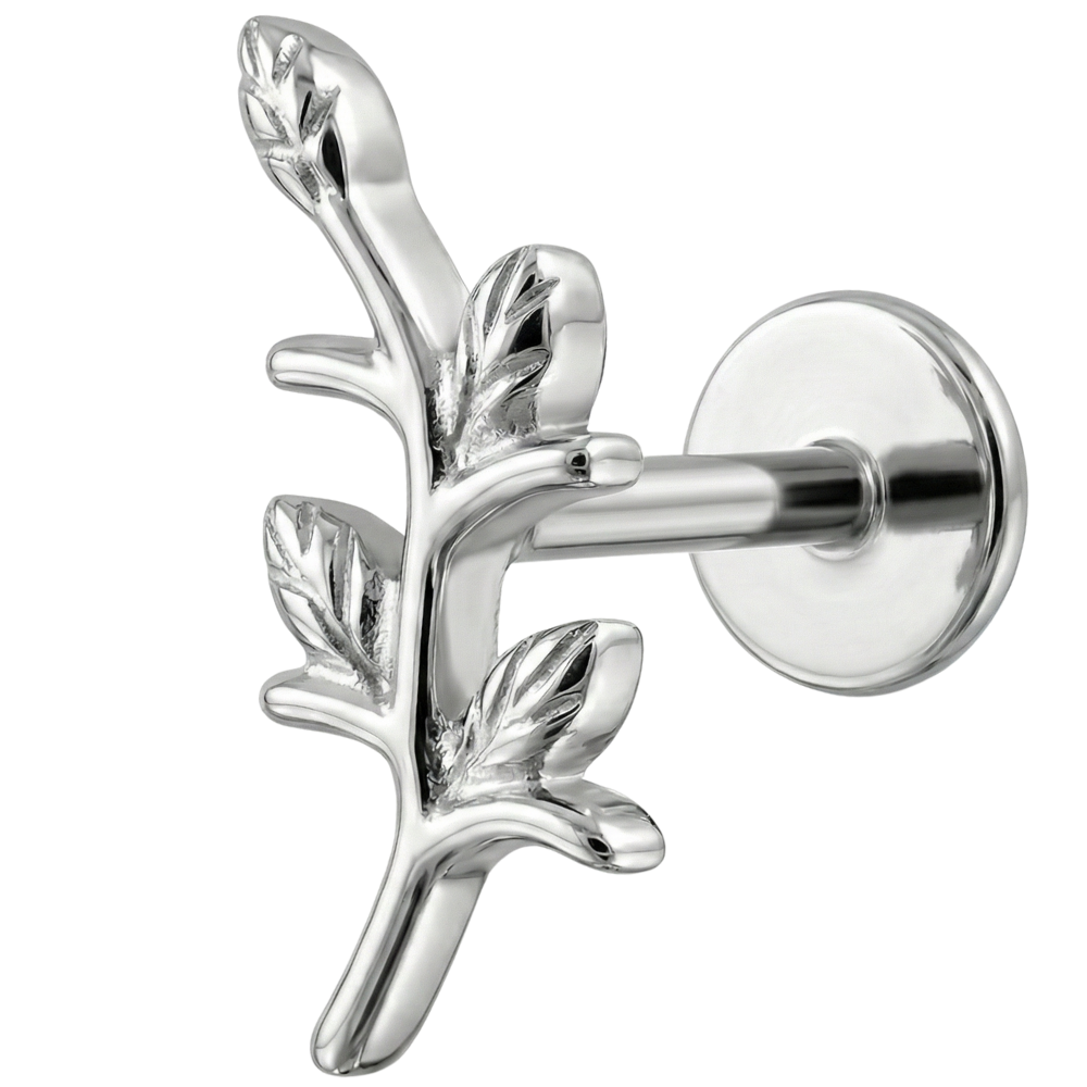 Tytanowy Labret Ozdobny - Gałąź Z Listkami