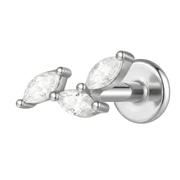 Tytanowy Labret Ozdobny - Trzy Liście Z Cyrkoniami