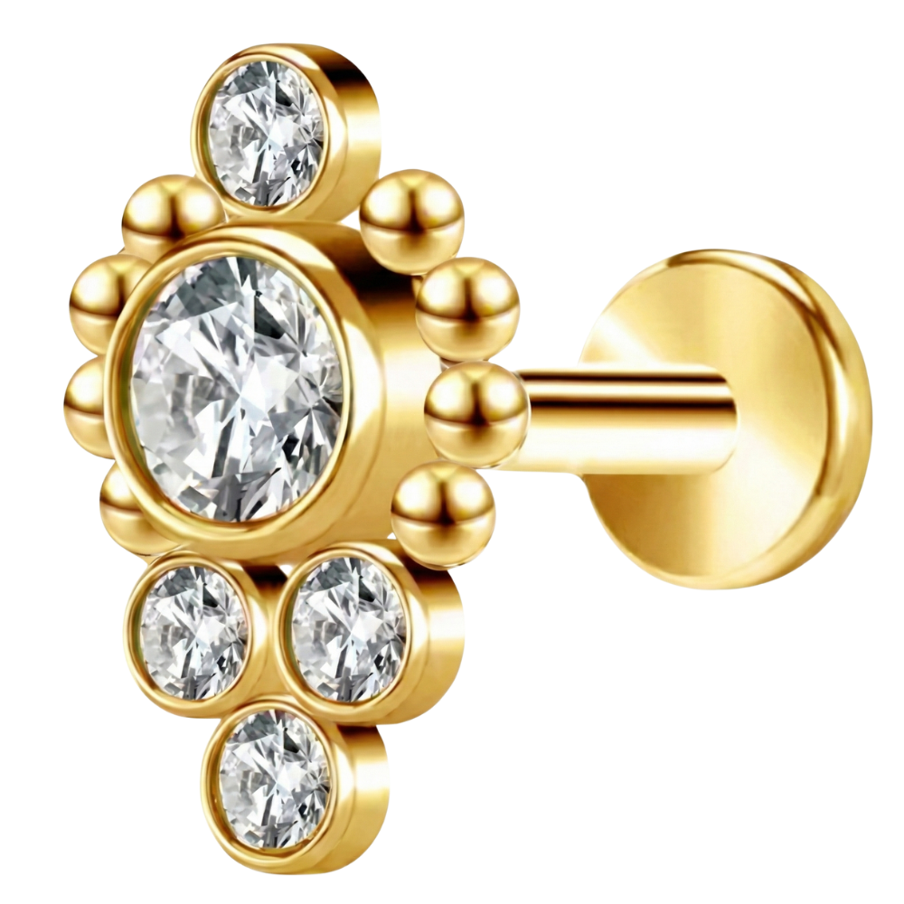 Tytanowy Labret Ozdobny - Kaskada Z Cyrkoniami I Kuleczkami