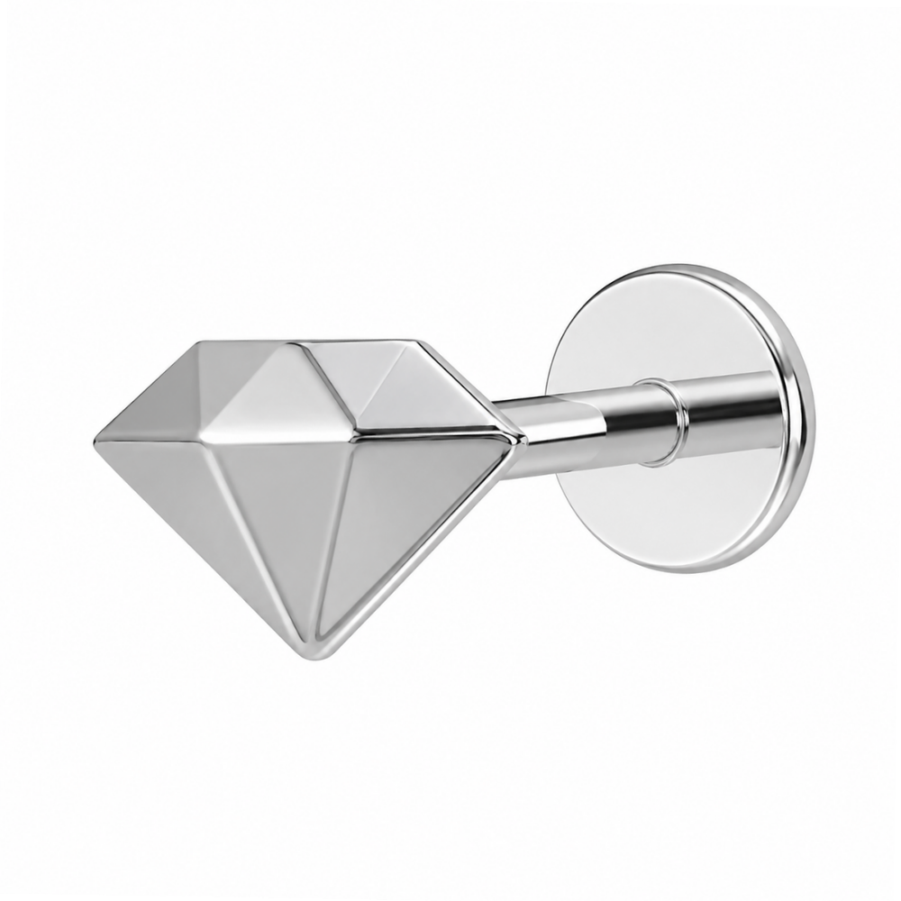 Tytanowy Labret Ozdobny - Geometryczny Diament