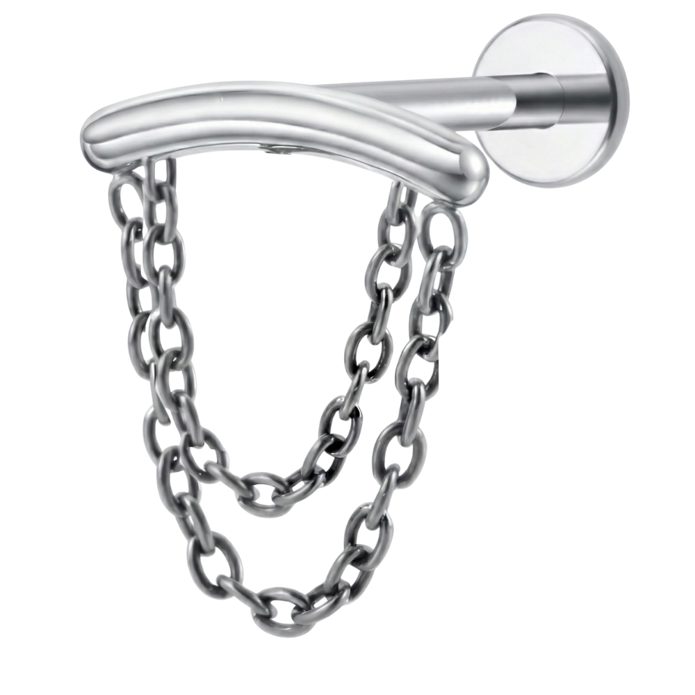 Tytanowy Labret Ozdobny - Łuk Z Łańcuszkami