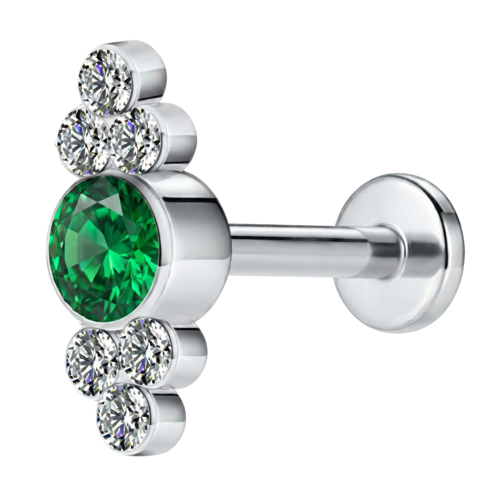 Tytanowy Labret Ozdobny - Ozdobne Cyrkonie