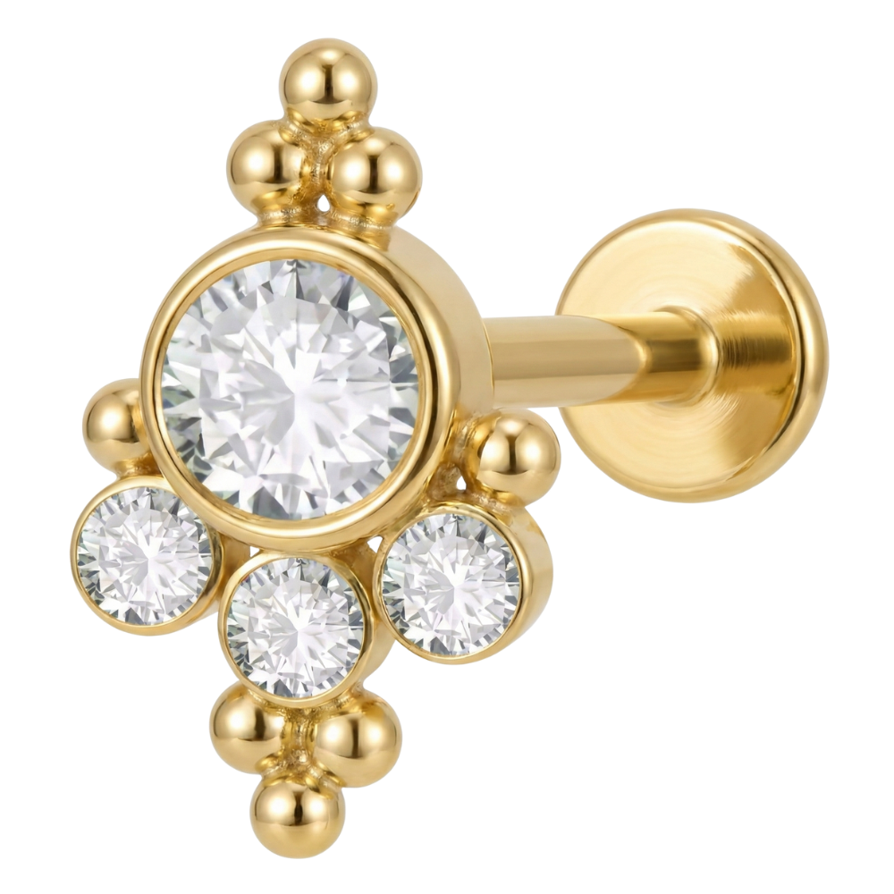 Tytanowy Labret Ozdobny - Kuleczki I Cyrkonie