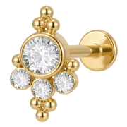 Tytanowy Labret Ozdobny - Kuleczki I Cyrkonie