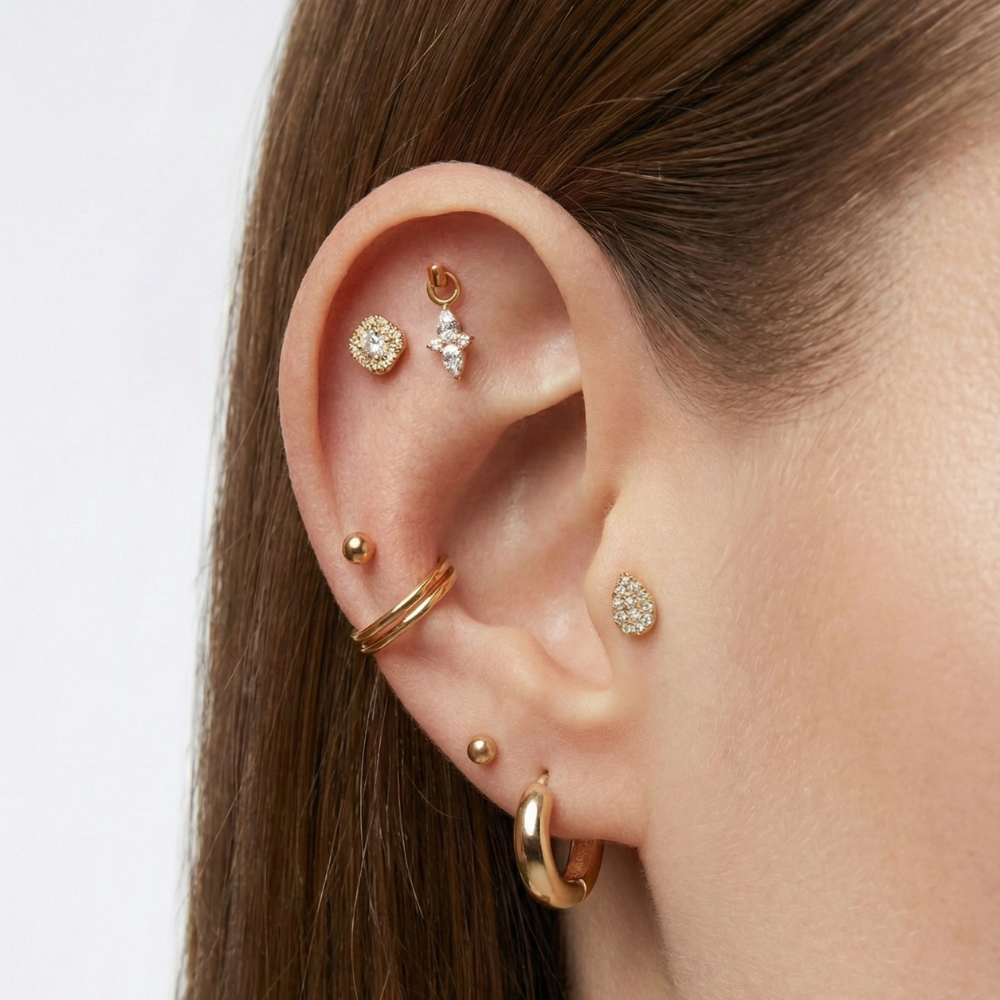 Tytanowy Labret Ozdobny - Łezka Z Cyrkoniami