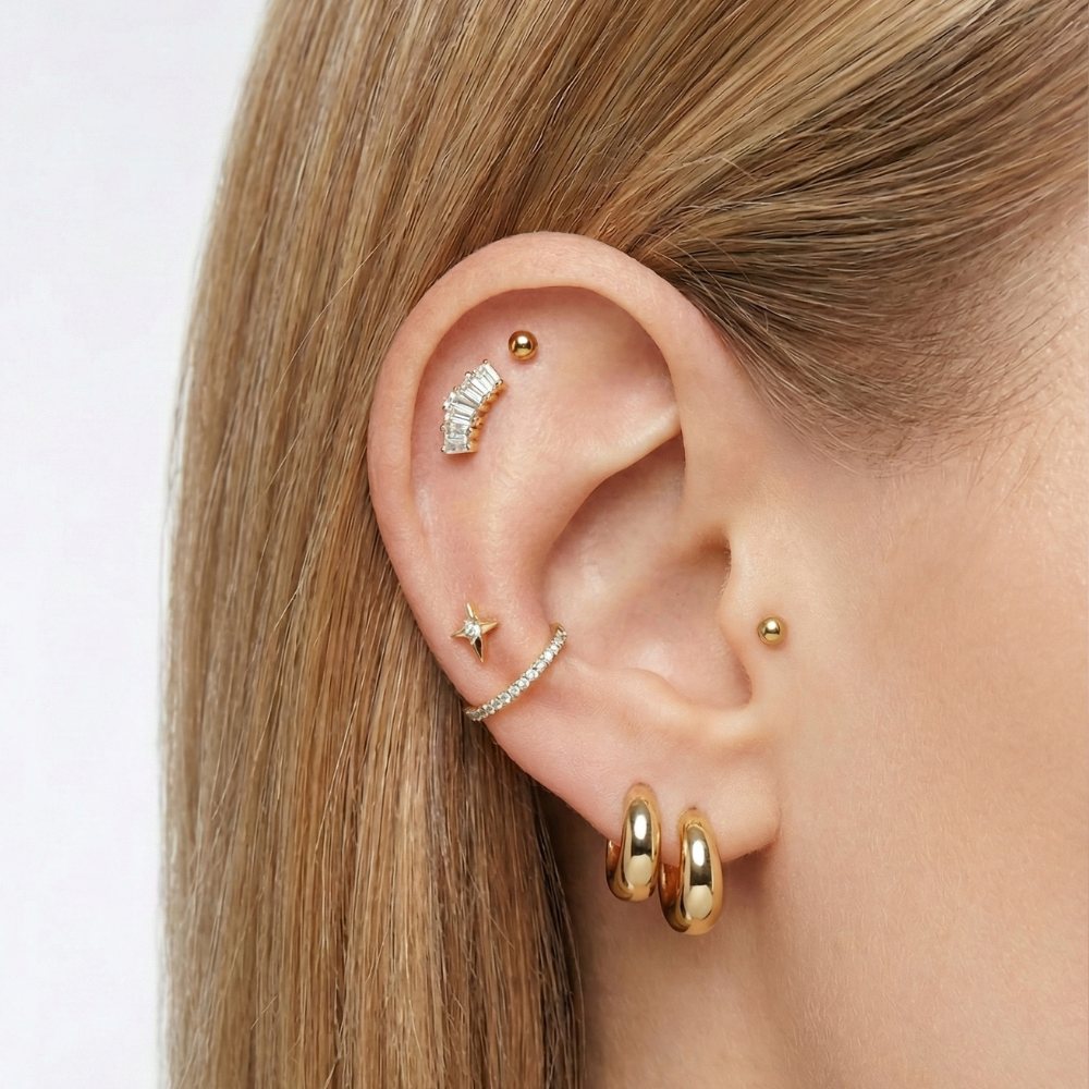 Tytanowy Labret Ozdobny - Arc Z Cyrkoniami