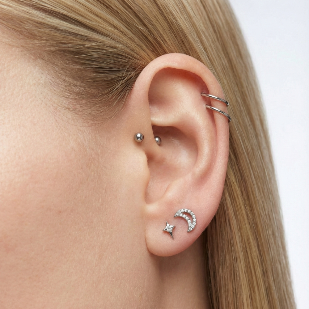 Tytanowy Labret Ozdobny - Gwiazdka Z Cyrkonią