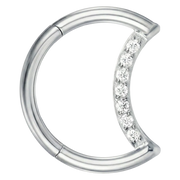 Tytanowy Clicker Segmentowy Z Cyrkoniami - Księżyc - Piercing Planet