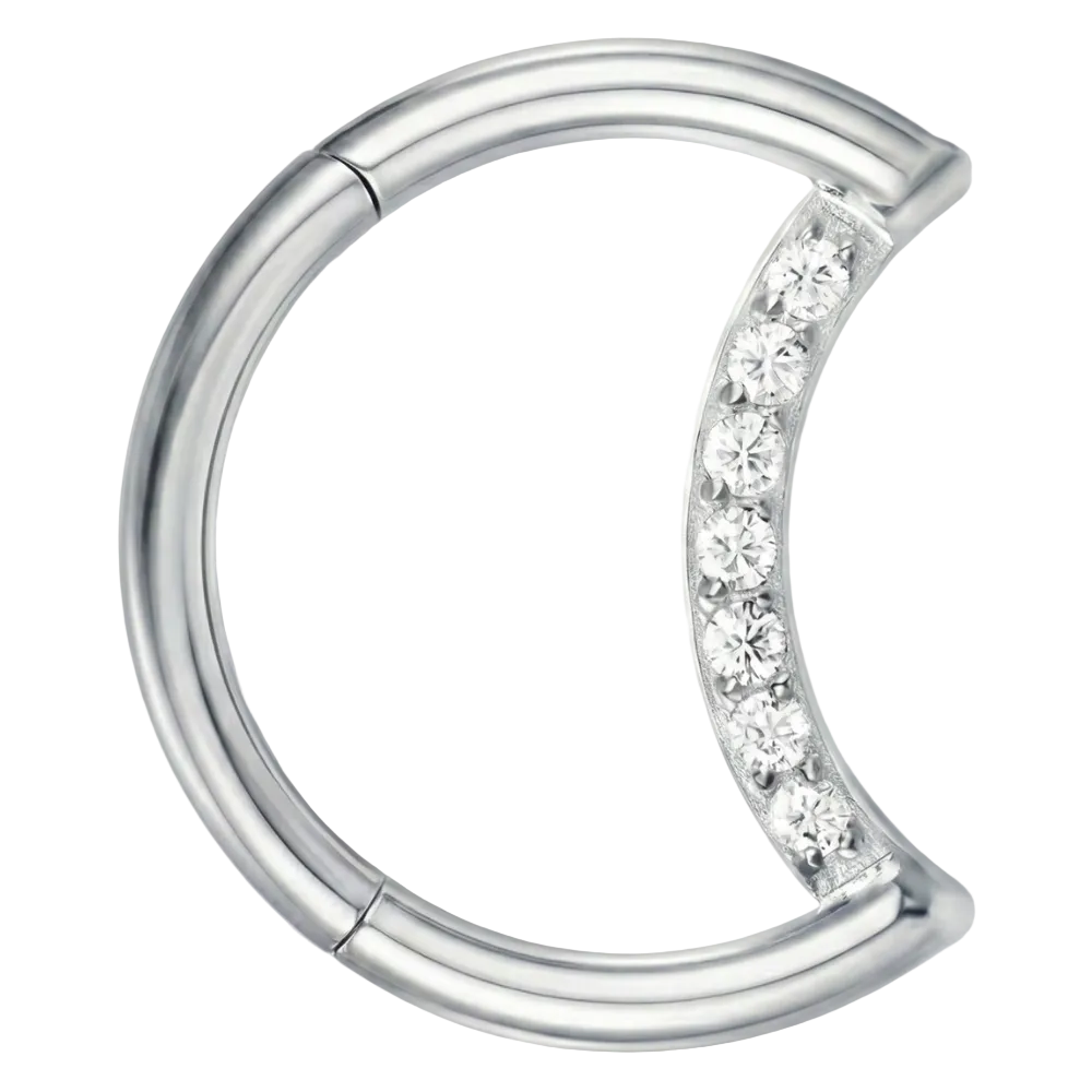 Tytanowy Clicker Segmentowy Z Cyrkoniami - Księżyc - Piercing Planet