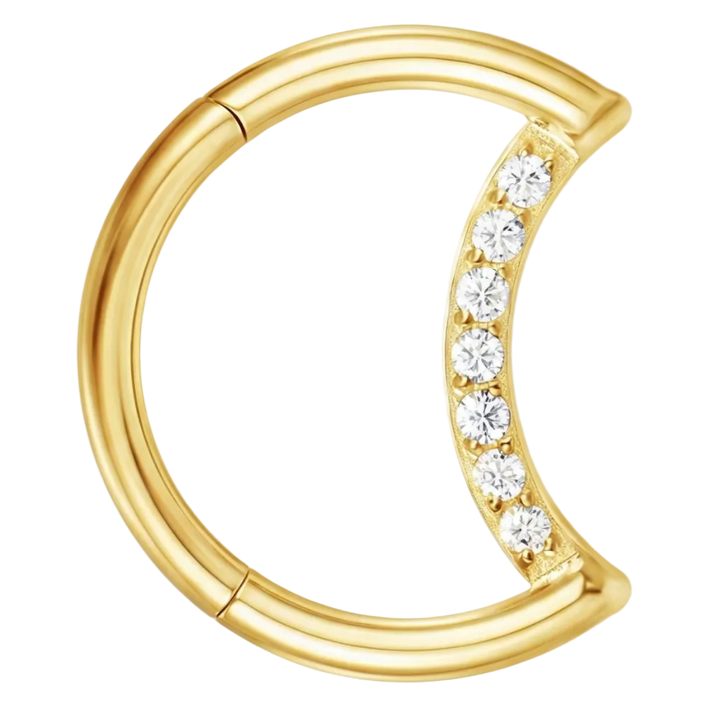 Tytanowy Clicker Segmentowy Z Cyrkoniami - Księżyc - Piercing Planet