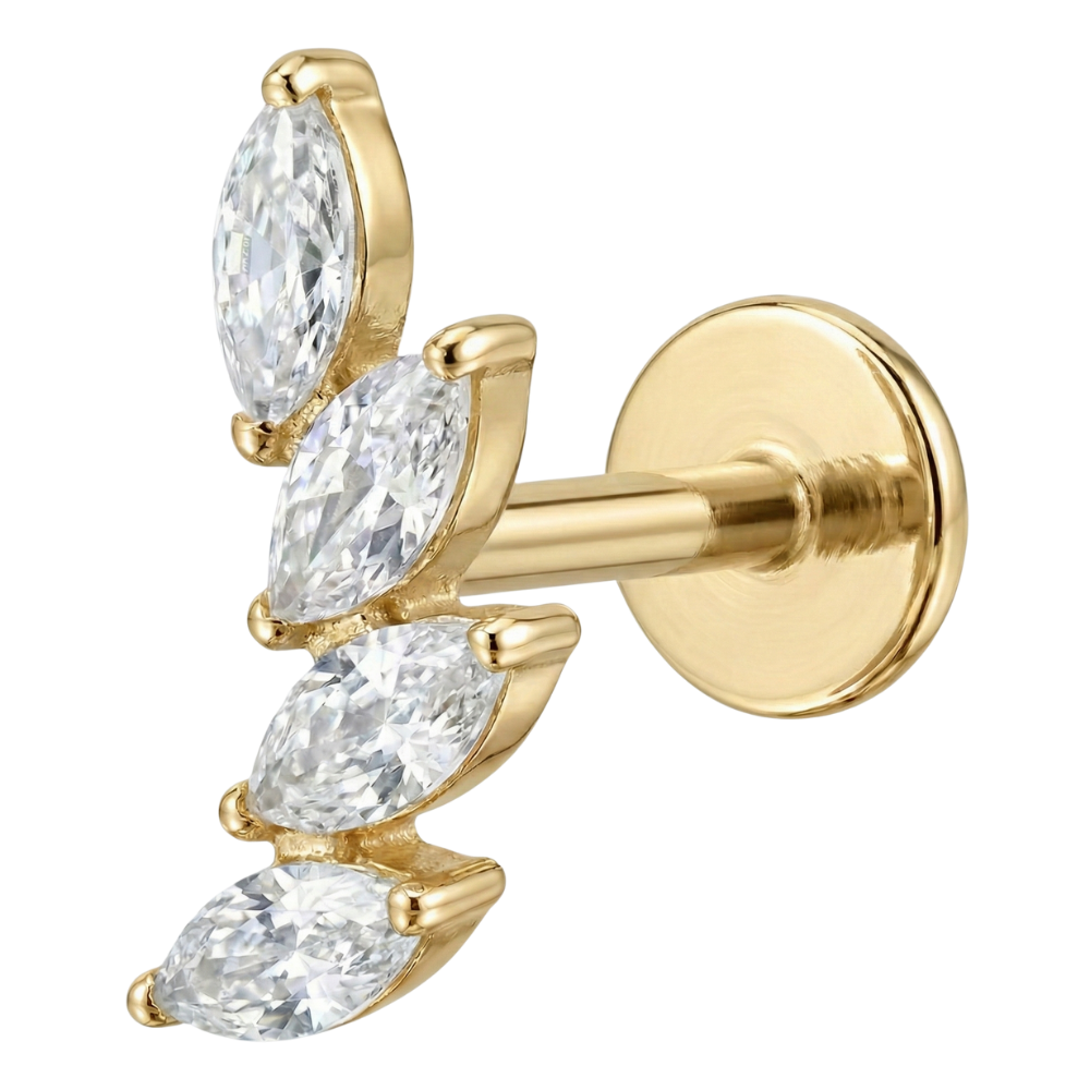 Tytanowy Labret Ozdobny - Gałązka Z Cyrkoniami