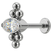 Tytanowy Labret Ozdobny - Cyrkonia Z Kuleczkami