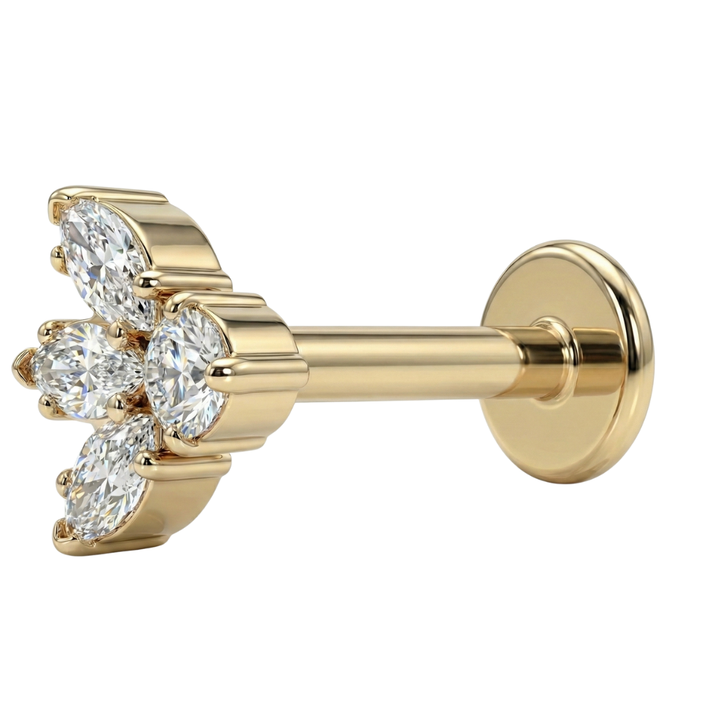 Tytanowy Labret Ozdobny - Lotus Z Cyrkoniami