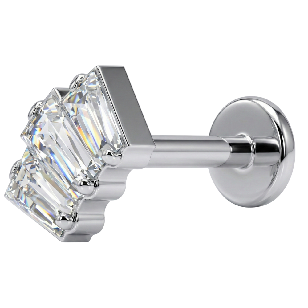 Tytanowy Labret Ozdobny - Kaskada Z Cyrkoniami