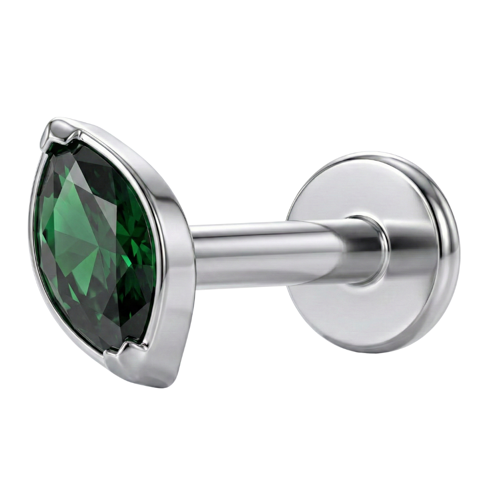 Tytanowy Labret Ozdobny - Owal Z Cyrkonią