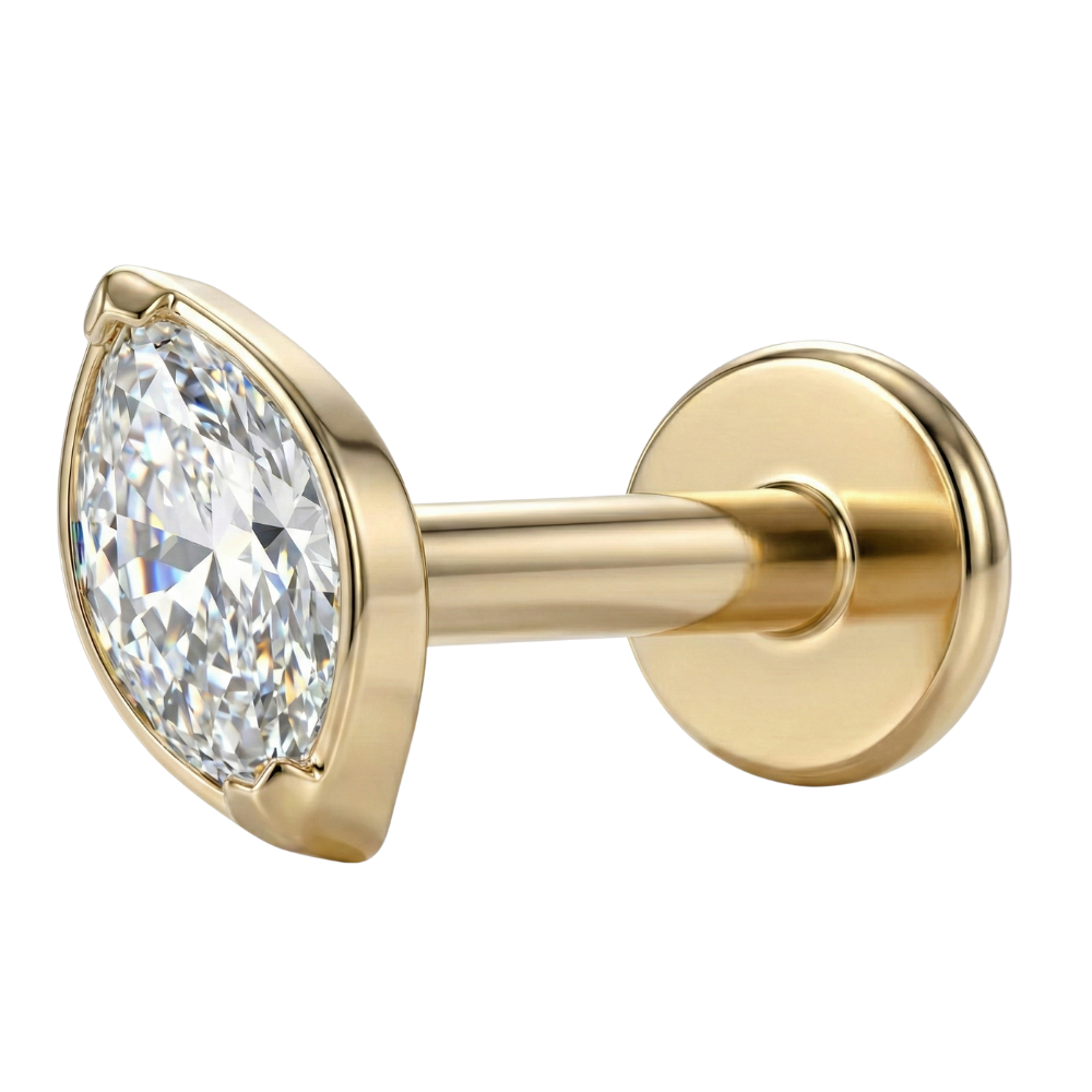 Tytanowy Labret Ozdobny - Owal Z Cyrkonią