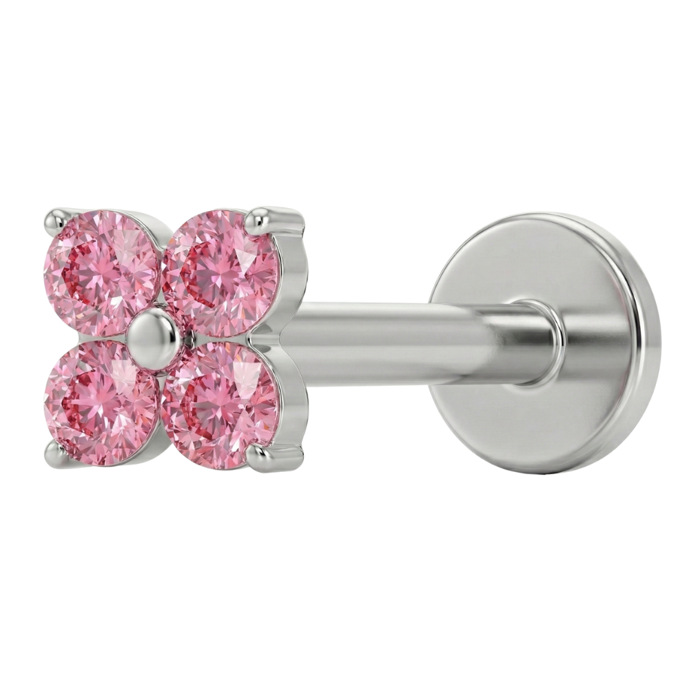 Tytanowy Labret Ozdobny - Cztery Cyrkonie