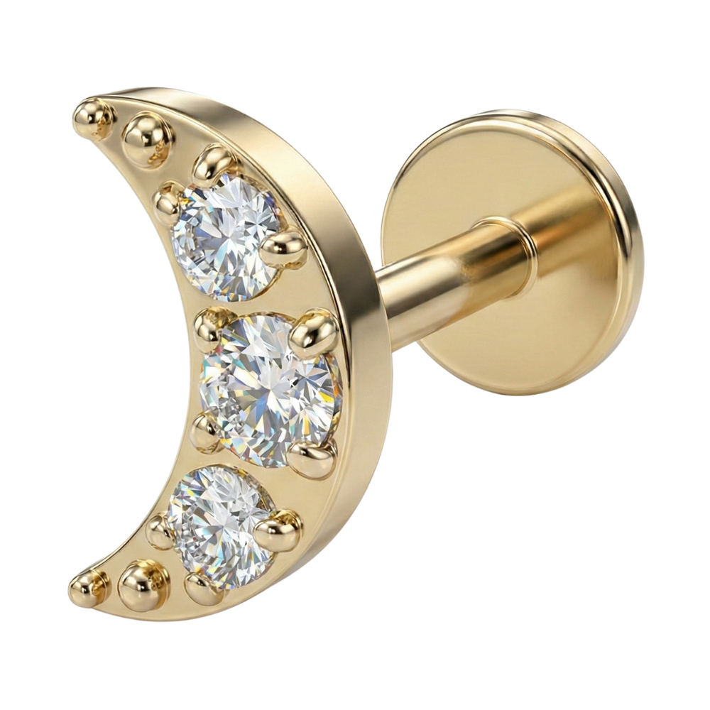 Tytanowy Labret Ozdobny - Półksiężyc Z Cyrkoniami