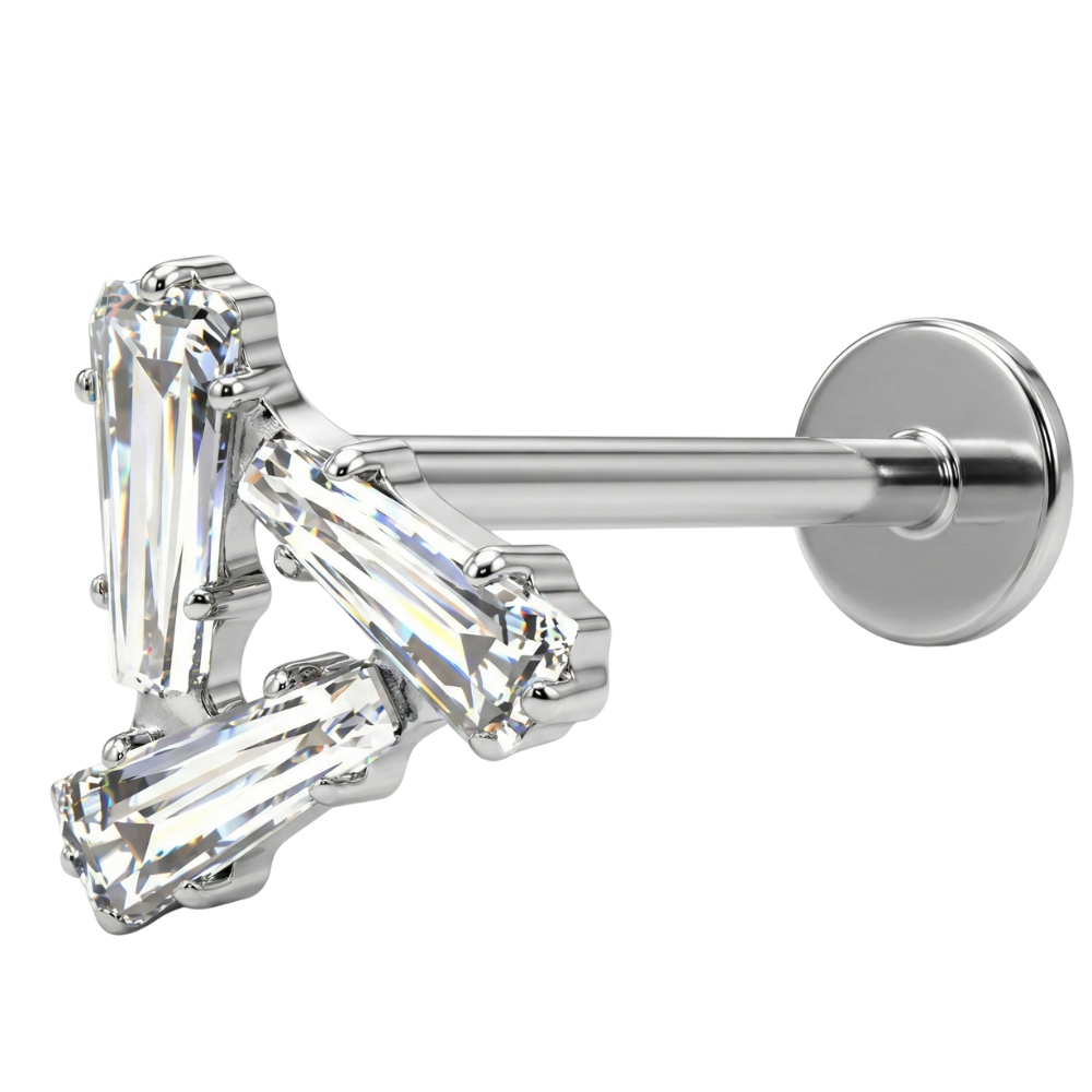 Tytanowy Labret Ozdobny - Trójkąt Z Cyrkoniami