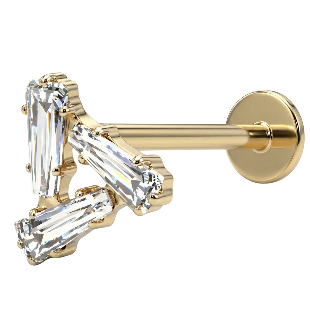 Tytanowy Labret Ozdobny - Trójkąt Z Cyrkoniami