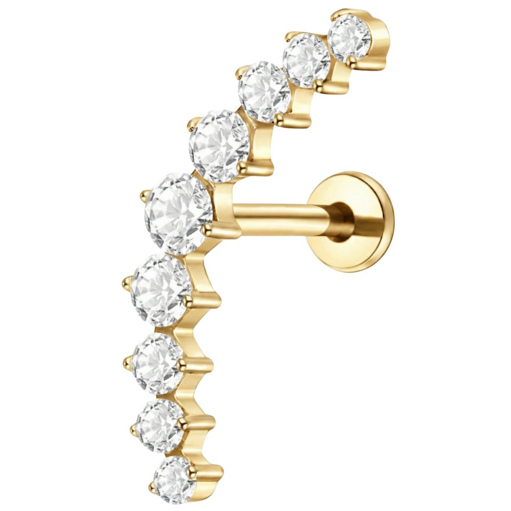 Tytanowy Labret Ozdobny - Kaskada Cyrkonii