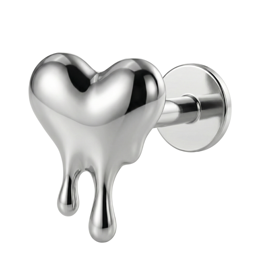 Tytanowy Labret Ozdobny - Topniejące Serce